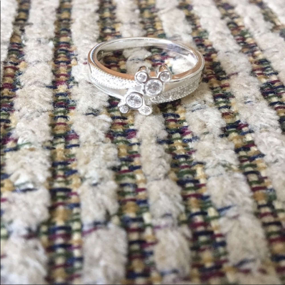 Diamond crystal silver 925 Mickey Mouse Head ring